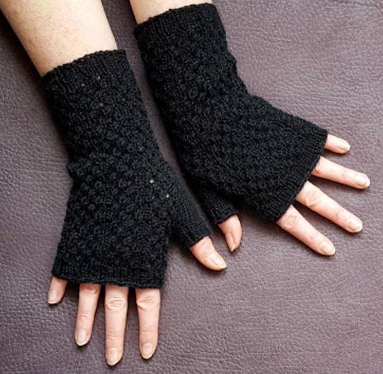 Black Lace Fingerless Gloves Knitting 