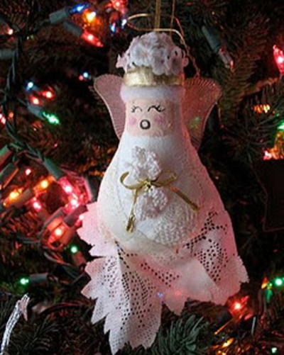 Lacey Light Bulb Angel Ornament