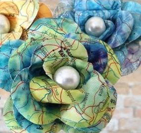 Recycled Atlas Paper Flowers