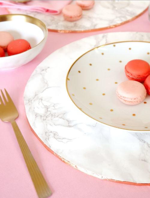 Faux Marble and Copper Plate Chargers Faux Marble and Copper Plate Chargers