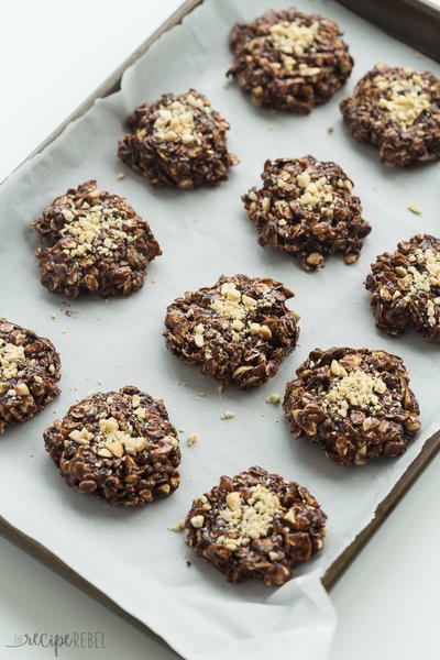 Healthier Chocolate Peanut Butter No Bake Cookies Healthier Chocolate Peanut Butter No Bake Cookies
