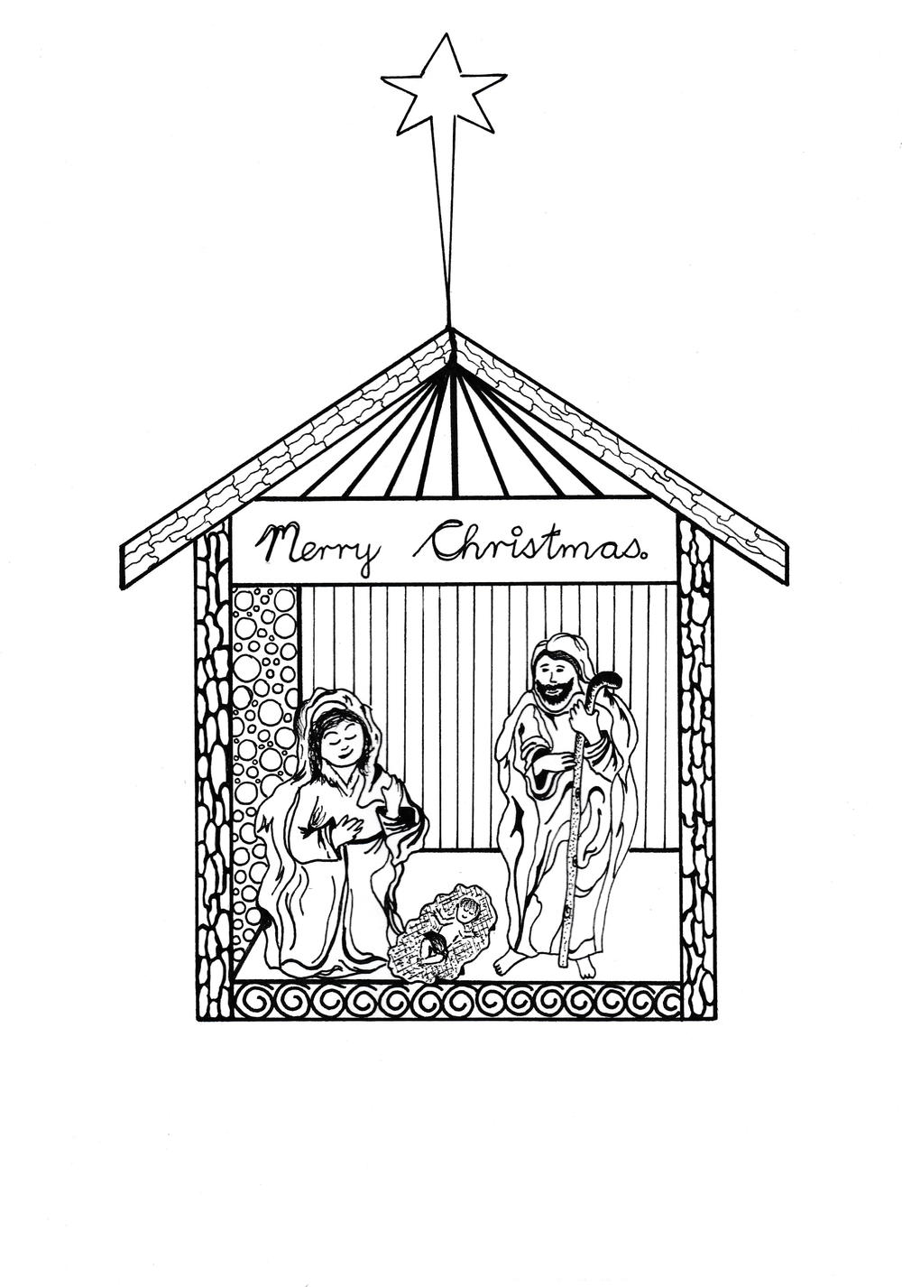 Free Printable Nativity Scene Coloring Pages Allfreechristmascrafts Com