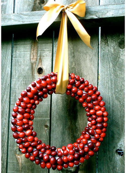 Cheerful Cranberry-Covered DIY Wreath Cheerful Cranberry-Covered DIY Wreath