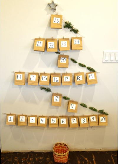 Paper Bag Christmas Tree DIY Advent Calendar