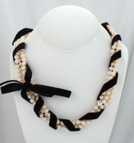 Velvet Ribbon and Pearl Necklace