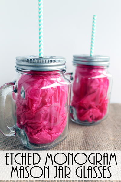 Monogram Etched Mason Jar Glasses Monogram Etched Mason Jar Glasses