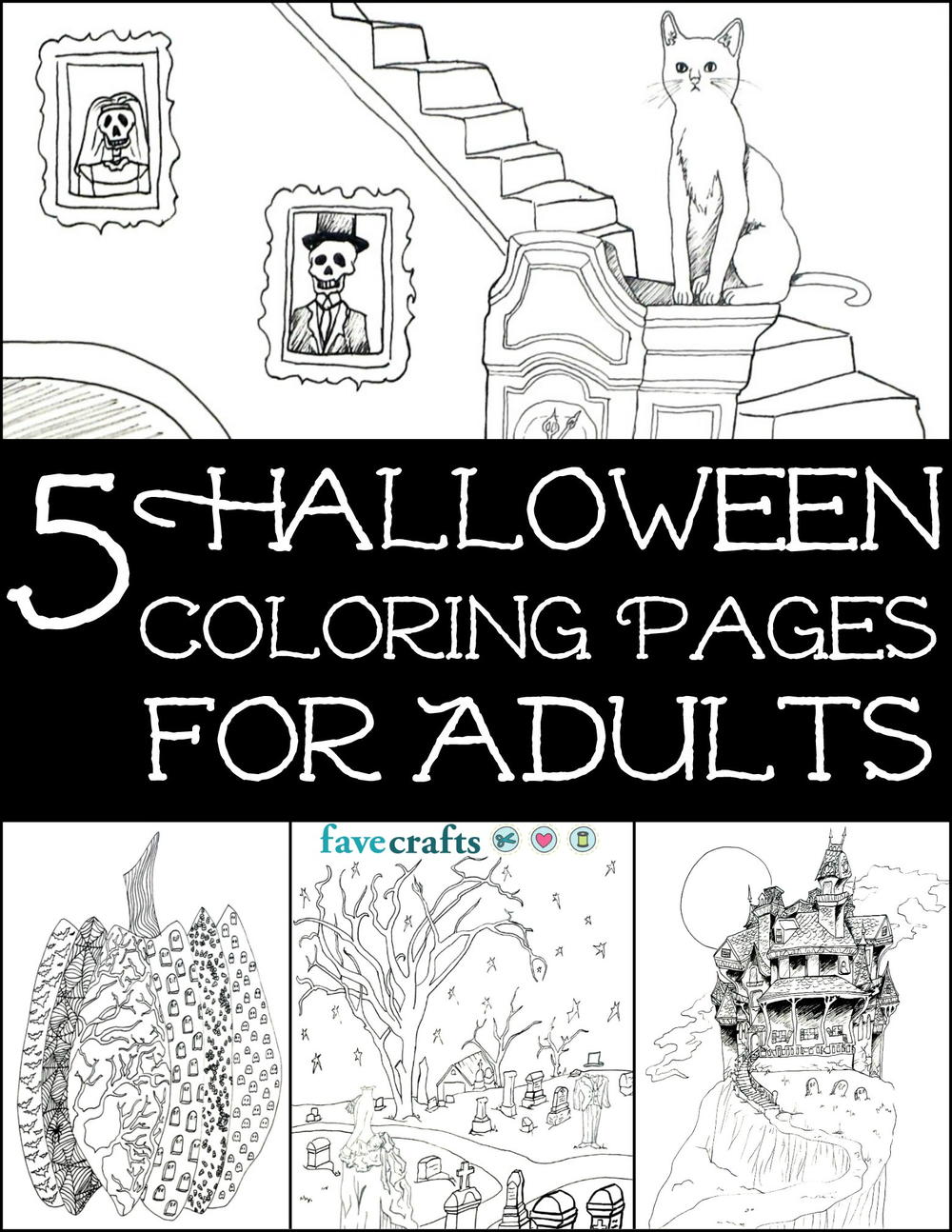 5 Free Halloween Coloring Pages for Adults [PDF] | FaveCrafts.com