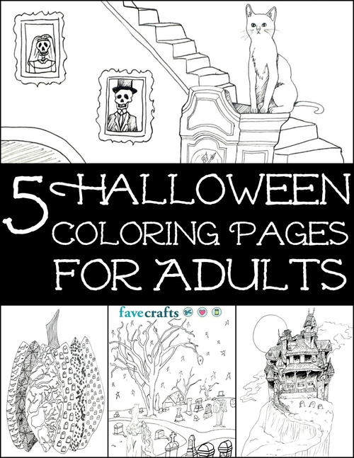 5 Halloween Coloring Pages for Adults free eBook