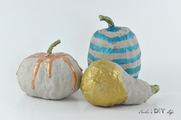 Painted DIY Concrete Pumpkin Decorations Painted DIY Concrete Pumpkin Decorations