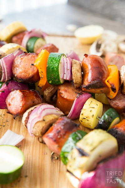 Grilled Sausage & Veggie Kabobs