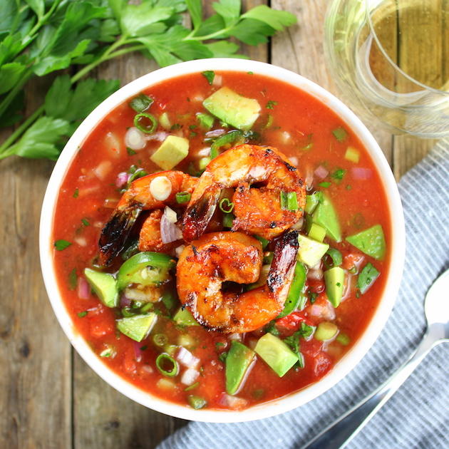 Classic Gazpacho with Spicy Grilled Shrimp Classic Gazpacho with Spicy Grilled Shrimp
