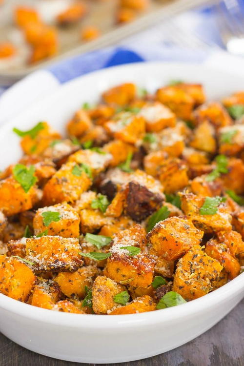 Roasted Parmesan Herb Sweet Potatoes Roasted Parmesan Herb Sweet Potatoes