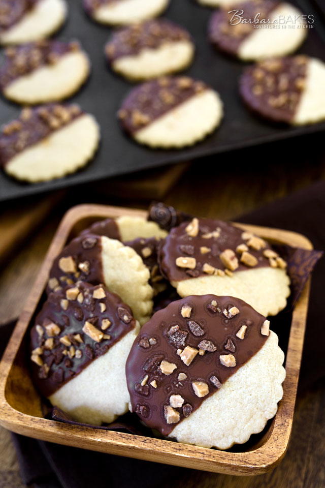 Chocolate-Dipped Caramel Shortbread Cookies | FaveSouthernRecipes.com