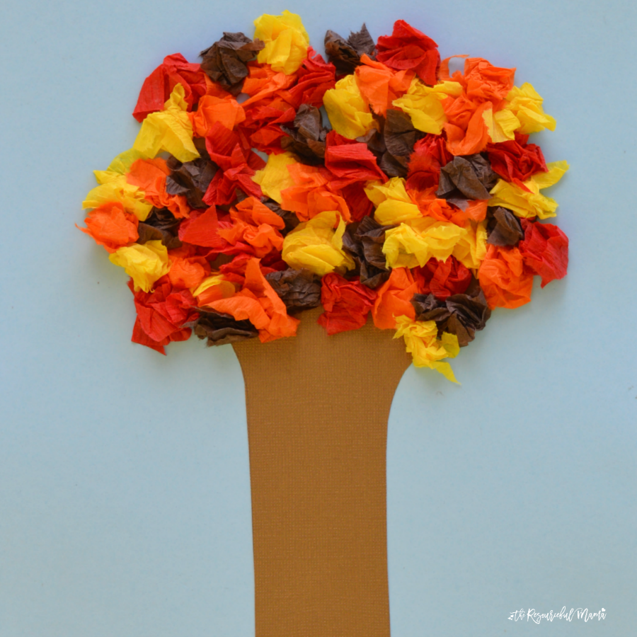 Crepe Paper Fall Tree Craft | AllFreeKidsCrafts.com