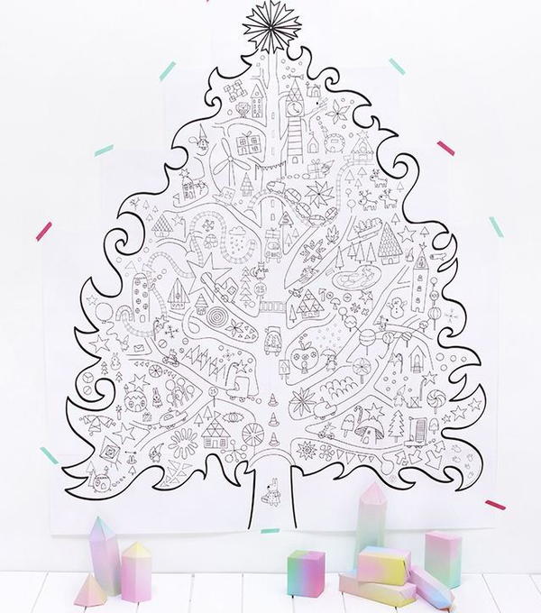 Giant Christmas Tree Coloring Page Wall Art Giant Christmas Tree Coloring Page Wall Art