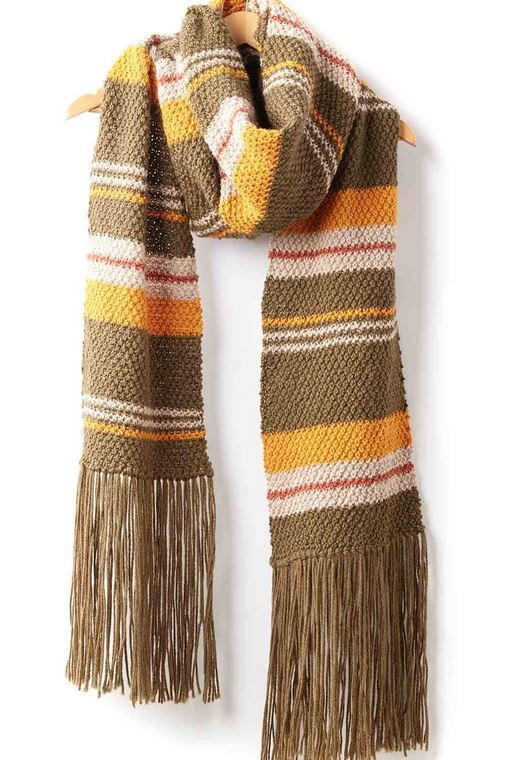 Moss Stripes Simple Knit Scarf Moss Stripes Simple Knit Scarf