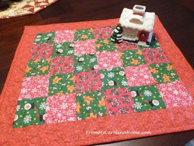 Quick Christmas Diagonal Squares Reversible Table Topper FaveQuilts.com
