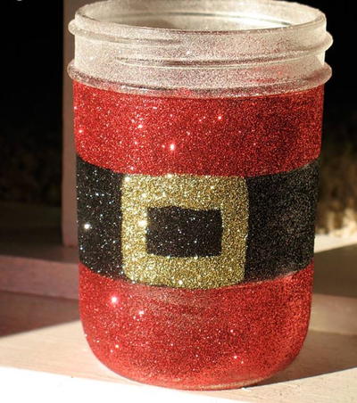 Glittery Santa's Belly Jar