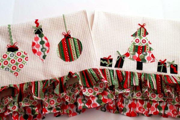Colorful Retro Christmas Dishtowels Colorful Retro Christmas Dishtowels