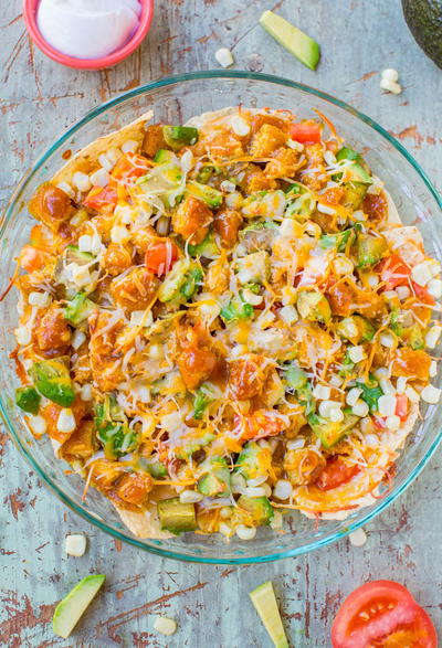 Loaded BBQ Chicken Nugget Nachos Loaded BBQ Chicken Nugget Nachos