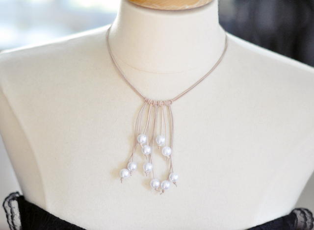 Leather and Pearl Necklace Leather and Pearl Necklace
