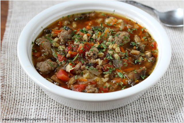 Slow Cooker Turkey Sausage Barley and Mushroom Soup Slow Cooker Turkey Sausage Barley and Mushroom Soup