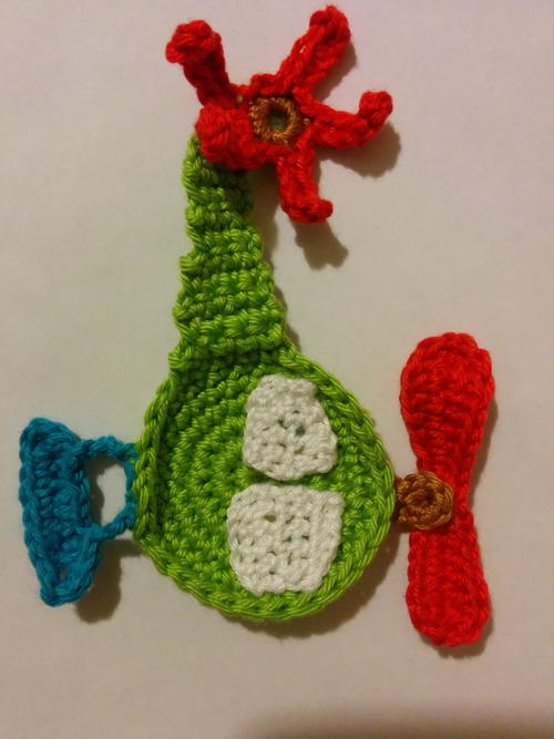 Small Helicopter Crochet Applique