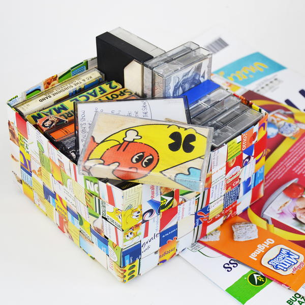 Upcycled Cereal Box Woven Basket Upcycled Cereal Box Woven Basket