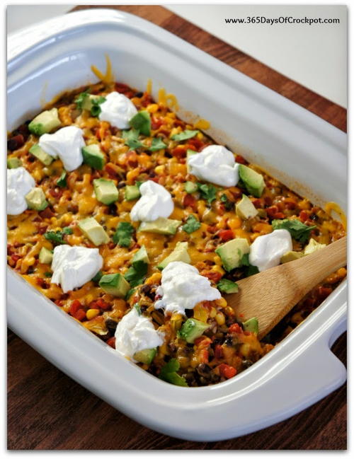 Slow Cooker Mexican Rice and Beans with Avocado Slow Cooker Mexican Rice and Beans with Avocado