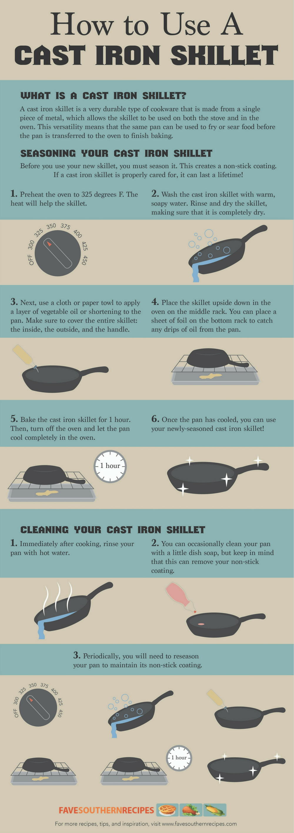 Southern Cooking Tips Using a Cast Iron Skillet [Infographic