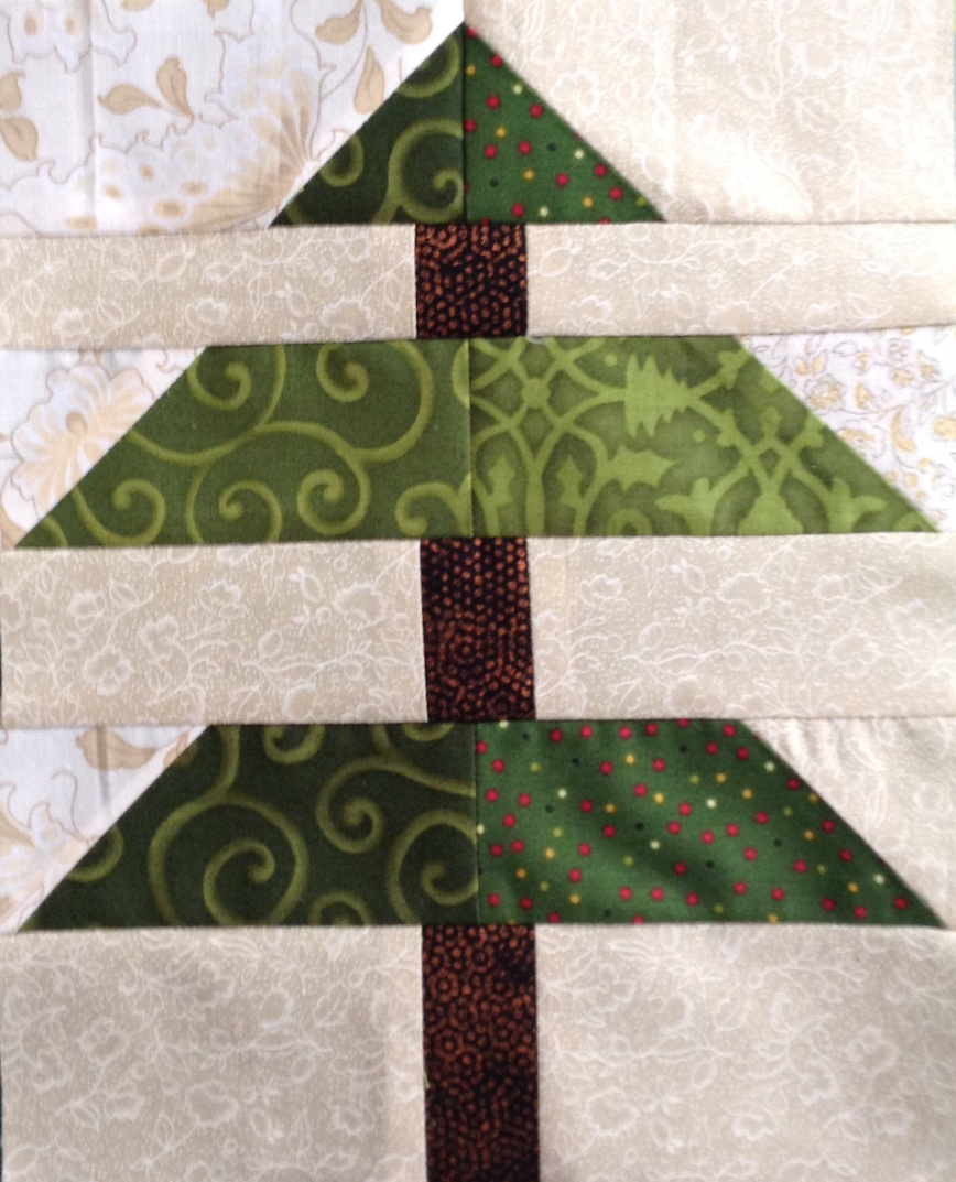 Christmas ornaments for quilt top Rustic Teetering Christmas Tree Block | FaveQuilts.com