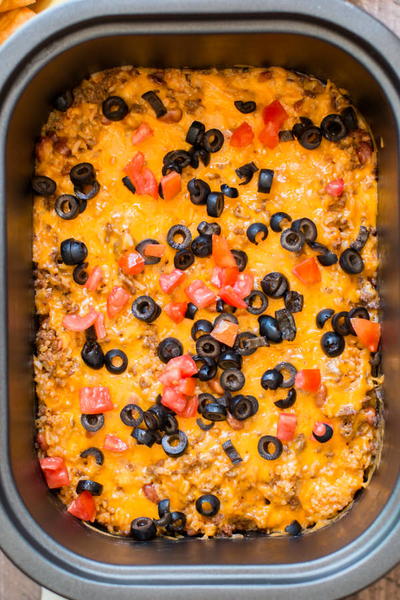 Slow Cooker Beef and Rice Enchilada Dip