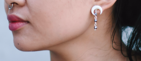 Beaded Bone Crescent Handmade Earrings Beaded Bone Crescent Handmade Earrings