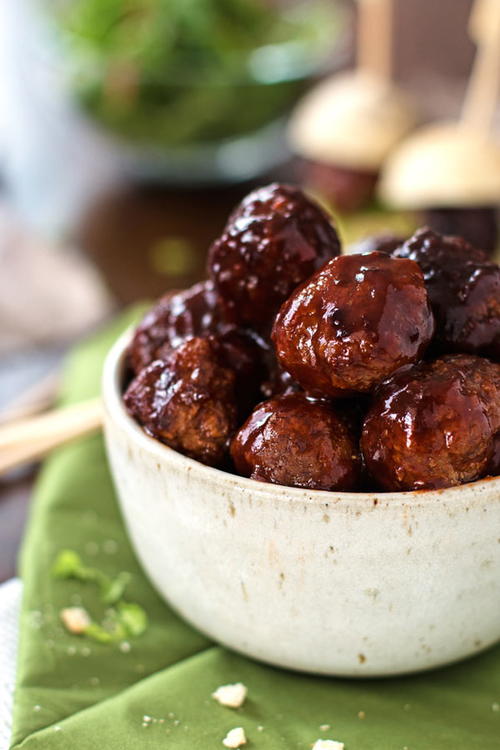 Sticky BBQ Slow Cooker Meatballs