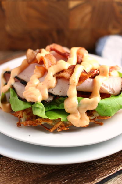 Open Face Hashbrown Turkey Club Open Face Hashbrown Turkey Club