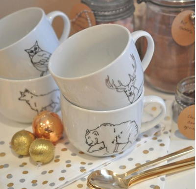 Woodland Friends Painted Mugs Woodland Friends Painted Mugs