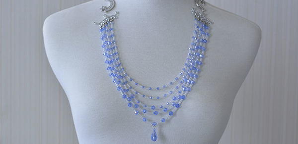 Blue Crystal Beaded Necklace Blue Crystal Beaded Necklace