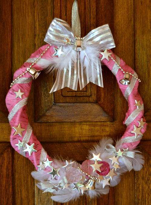Unconventional Hot Pink Homemade Wreath Unconventional Hot Pink Homemade Wreath