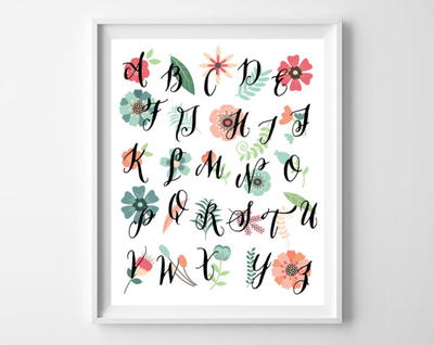Flowery Alphabet Printable Art