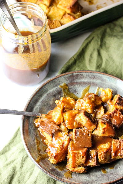 Salted Caramel Pumpkin Bread Pudding