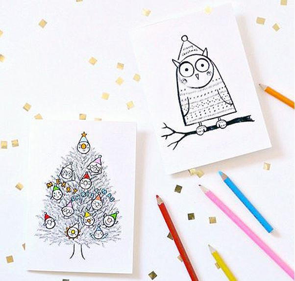 Free Printable Christmas Cards to Color Free Printable Christmas Cards to Color