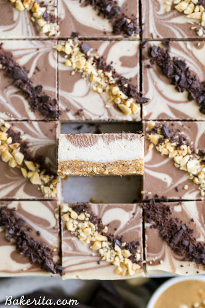 No Bake Chocolate Peanut Butter Cheesecake Bars