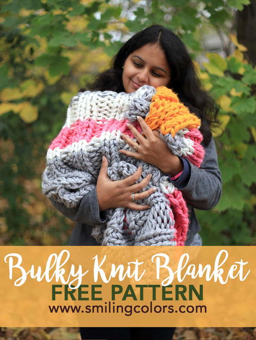 Colorful Bulky Knit Blanket Colorful Bulky Knit Blanket