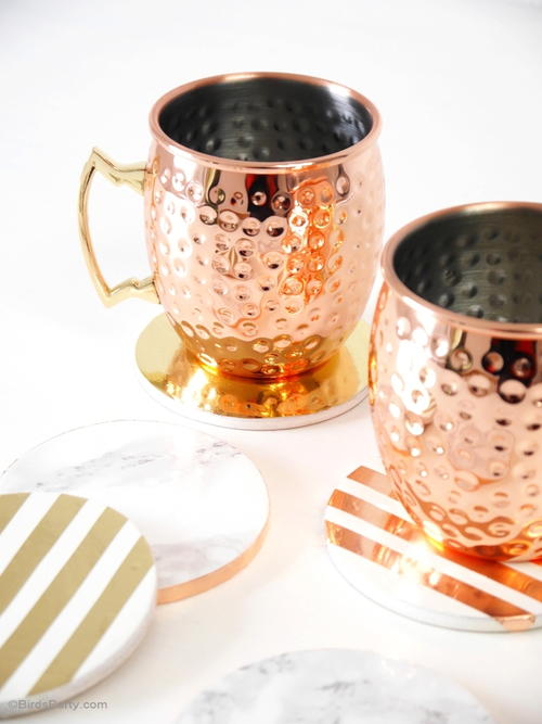 DIY Metallic Foil and Marble Coasters DIY Metallic Foil and Marble Coasters