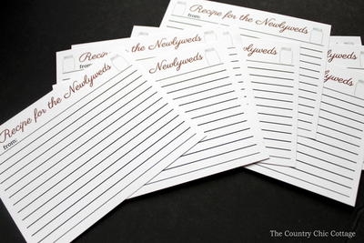 Bridal Shower Recipe Cards