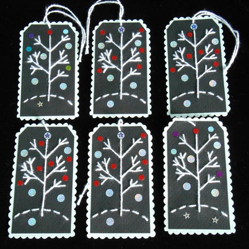 Embroidered Holiday Gift Tag Ornaments Embroidered Holiday Gift Tag Ornaments