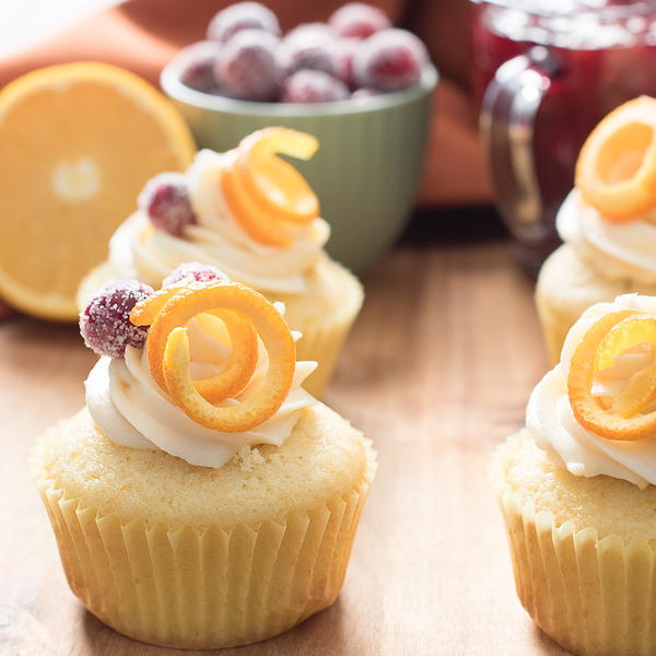 Cranberry Orange Cupcakes with White Chocolate Buttercream Frosting