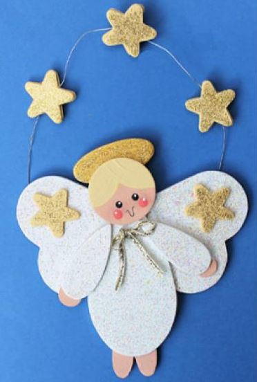 Golden Star Angel DIY Wood Ornament