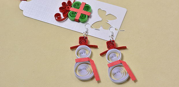 Paper Quilled Snowman Earrings Paper Quilled Snowman Earrings