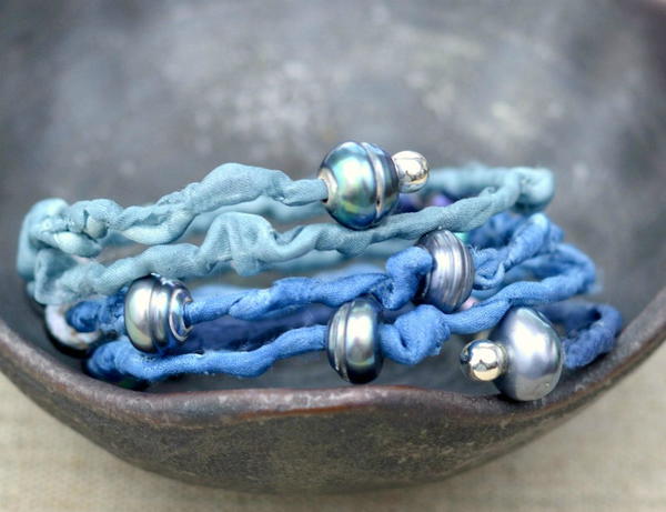 Beaded Blue Wrap Bracelet Beaded Blue Wrap Bracelet